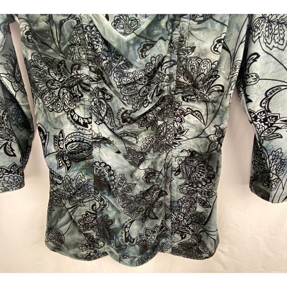 Vintage Y2k Top Womens Medium Blue Black Rusched Velvet Whimsigoth Fairy - Picture 3 of 13